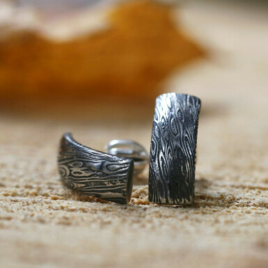 Moon water - Forged damasteel earrings, CR5730