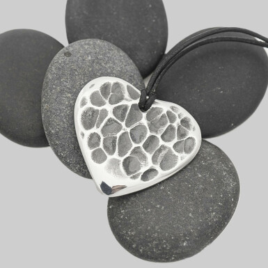 Heart - metal pick, hammered steel pendant