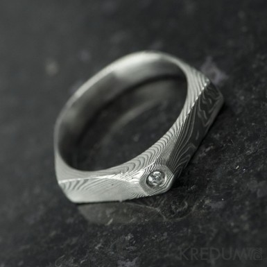 Tulipus a ir diamant 1,7 mm - Damasteel zsnubn prsten, S831