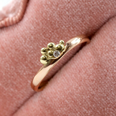 Andromeda - gold decorated ring with a diamond 